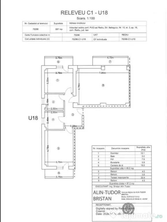 Apartament 3 camere, 97 mp, zona Pacurari-Rediu