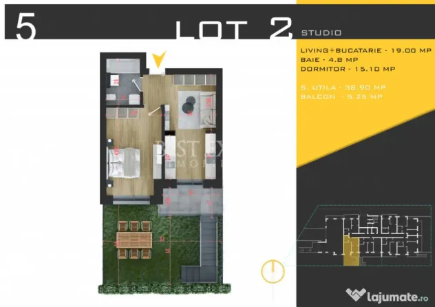 ???? Studio cu Gradina | Inteligent Compartimentat | Spațiu