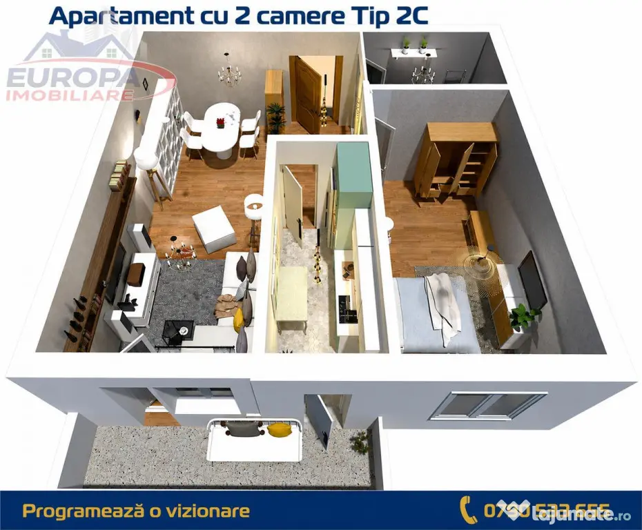Apartament 2 camere zona C5 in BLOC NOU