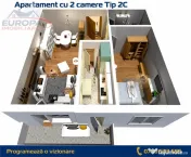 Apartament 2 camere zona C5 in BLOC NOU