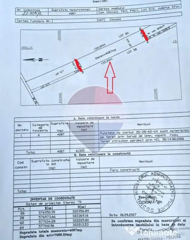 Teren intravilan de vânzare 4.087 mp Clinceni Olteni Ilfov