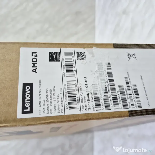 Laptop Lenovo 16 G7 Ryzen 5 7535HS 16" 16GB 256GB SSD Zeus Amanet Militari 36707