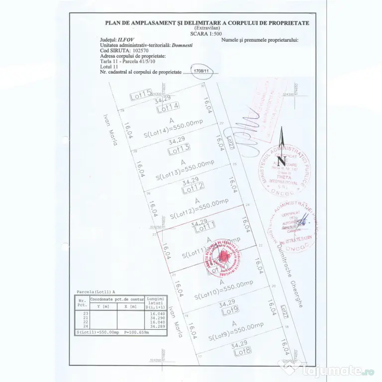 Teren intravilan 550 mp + 72 mp drum servitute | Domnești, Ilfov