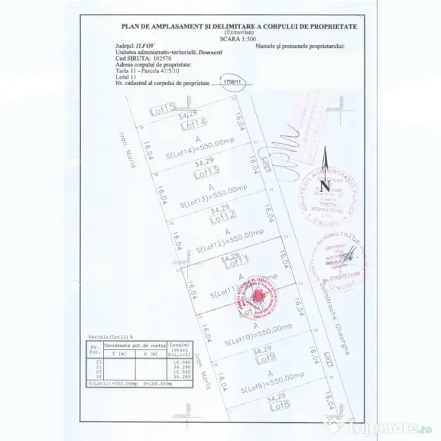 Teren intravilan 550 mp + 72 mp drum servitute | Domnești, Ilfov