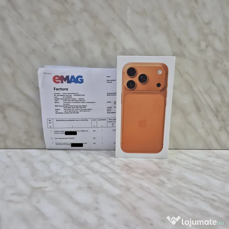 iPhone 17 Pro 5G, 256GB,Orange Nou,Sigilat Emag Zeus Amanet Militari 36755