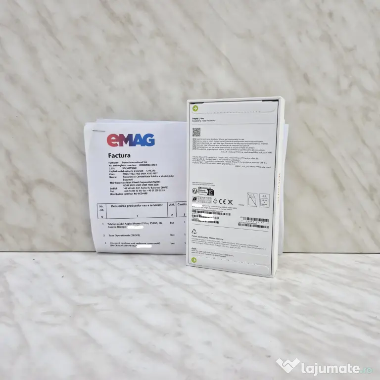 iPhone 17 Pro 5G, 256GB,Orange Nou,Sigilat Emag Zeus Amanet Militari 36755