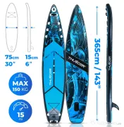 Placa Gonflabila Stand Up Paddle SUP 365cm Scaun Caiac Sigilată, Set Premium