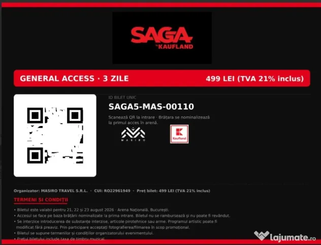 Bilet Festival Saga - Bucuresti - 21-23 august