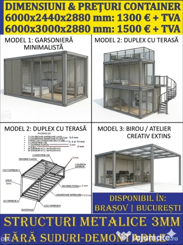 Containere, casute modulare 6000x3000 si 6000x2430 producator