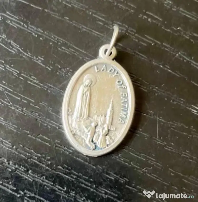 Medalion catolic Fecioara de la Fatima – Import Italia, metal argintat