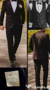Costum de mire negru – lână 85% – mărimea 52 – 1.600 lei 