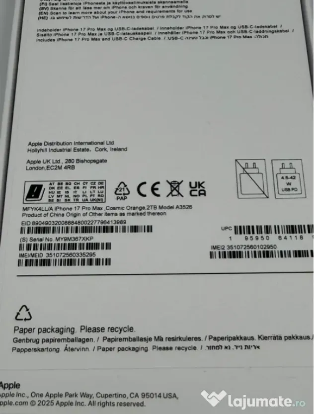 iPhone 17 pro max 2tb