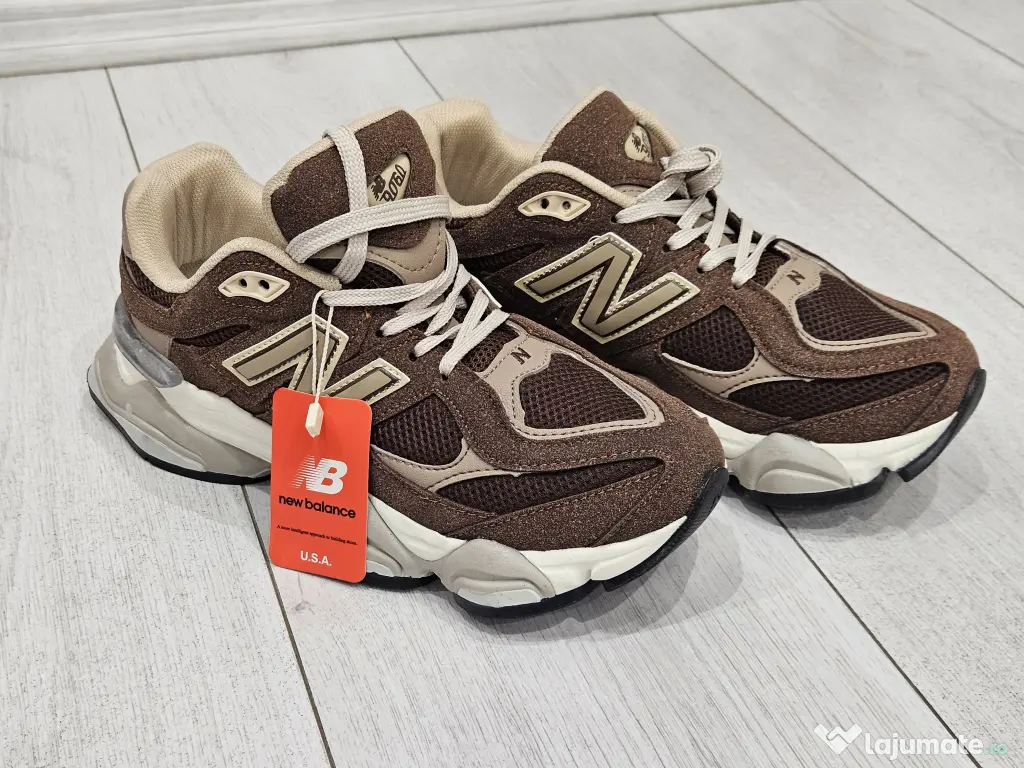 New Balance 9060 - pantofi sport confortabili, maro, piele întoarsă