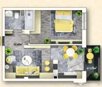 Apartament 2 camere, 43,4mp,. balcon, Sannicoara