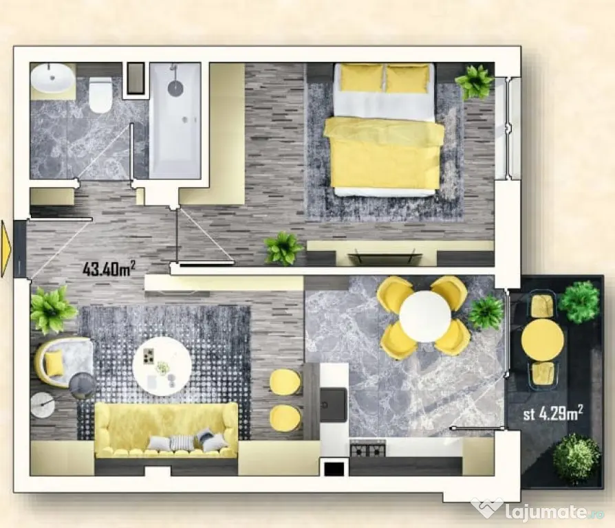Apartament 2 camere, 43,4mp,. balcon, Sannicoara - Sannicoara (Cluj)