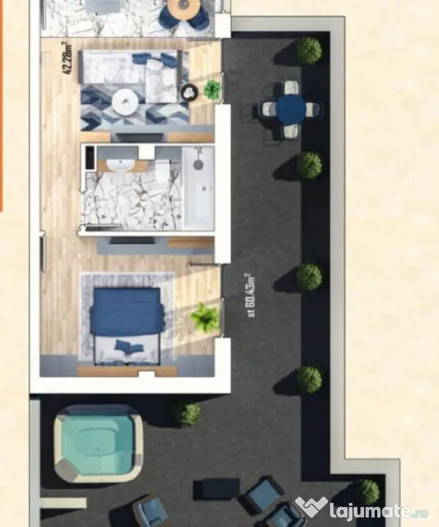 Apartament 2 camere, 42mp, 60mp TERASA, Sannicoara - Sannicoara (Cluj)