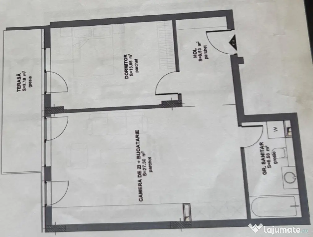 Apartament 2 camere 55.06 mp + terasa 8.18 mp in zona Eroilo - Floresti (Cluj)