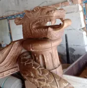 Bufet/vitrina de colt sculptat cu dragoni stil neobaroc lemn masiv 