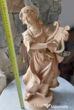 Sculptura in lemn de tei Femeie cu harpa lira 60 cm. inaltime