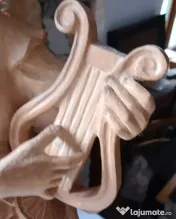 Sculptura in lemn de tei Femeie cu harpa lira 60 cm. inaltime 