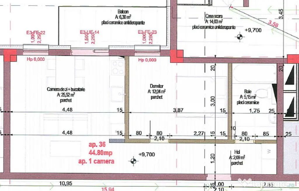 Apartament 1 camere, 44.80 mp , Zona Calea Turzii /Cluj Napo - Cluj-Napoca (Cluj)