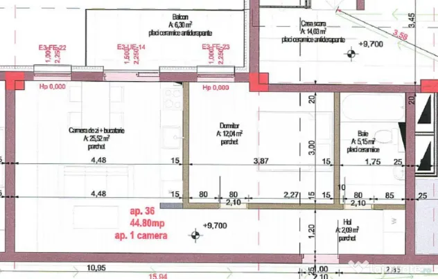 Apartament 1 camere, 44.80 mp , Zona Calea Turzii /Cluj Napo - Cluj-Napoca (Cluj)