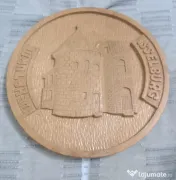 Placa lemn sculptata rotunda Wehrturm Isselburg 27 cm.