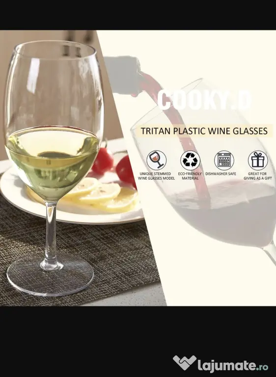 Pahare de vin plutitoare Tritan 570 ml, sigure mașina de spălat – Roșu/Alb set 6
