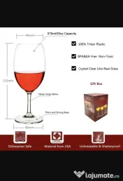 Pahare de vin plutitoare Tritan 570 ml, sigure mașina de spălat – Roșu/Alb set 6 