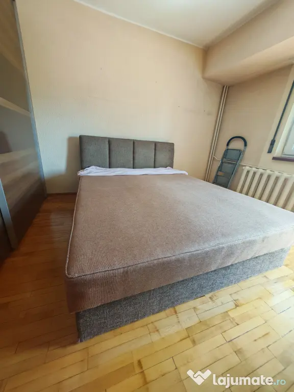 Pat tapițat ELVILA, 160x200, somieră rabatabilă, lada depozitare, saltea