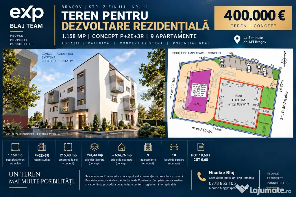 Teren 1.158 mp + concept rezidențial | Zizinului – AFI Br - Brasov (Brasov)
