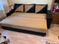 Canapea extensibila piele+textil 3 locuri 