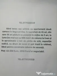 Vând pădure 36 ari cu poieniță în mijlocul ei de 5 ari 