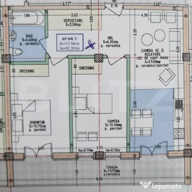 Apartament 3 camere, 62,30 mp + terasă, Zona de Sud, finisa - Bistrita (Bistrita-Nasaud)