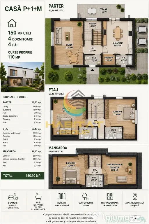 Vânzare Casa P+1+M | curte 200 mp | Popesti Leordeni - Popesti Leordeni (Bucuresti-Ilfov)