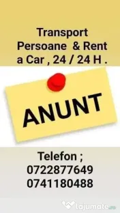 Ofer servicii de Transport Persoane, Marfă și Rent a Car
