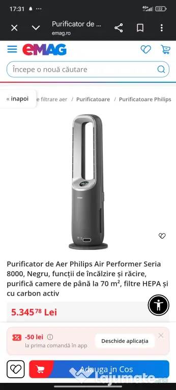 Purificator aer PHILIPS 3 in 1 seria 8000