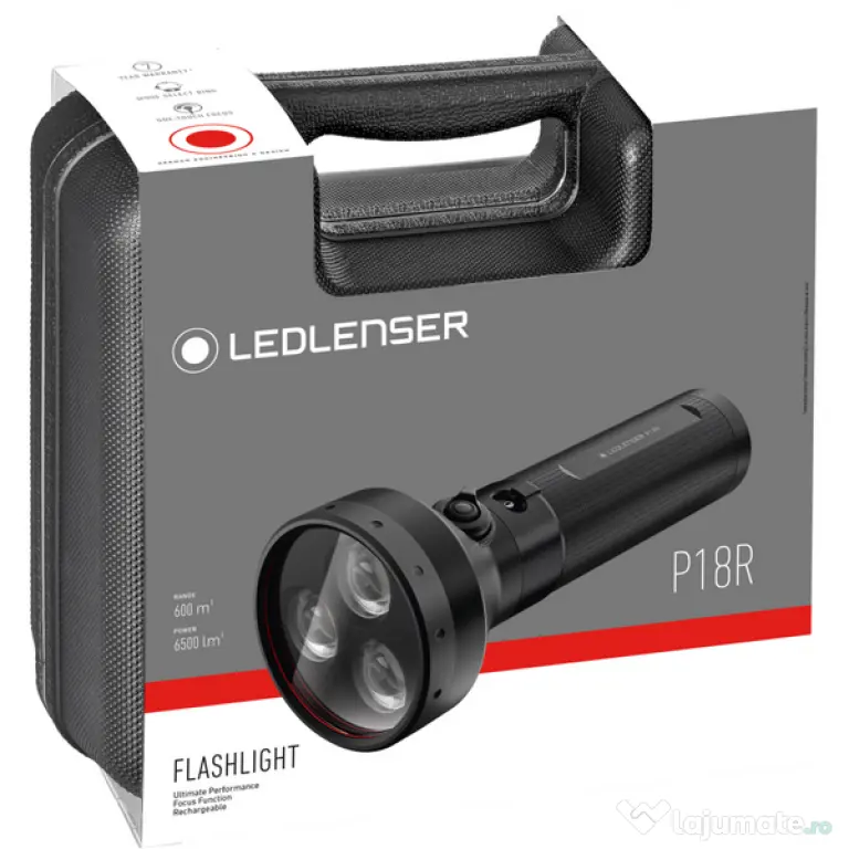 Lanterna LedLenser P18R Black 6500LM/LI-Ion + Incarcator