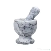 Mojar cu pistil, din marmura, diametru 10cm, inaltime 10.5cm, gri / ZTS 8045