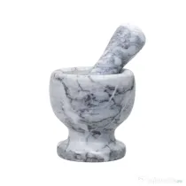Mojar cu pistil, din marmura, diametru 10cm, inaltime 10.5cm, gri / ZTS 8045
