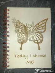 Agendă A5 din lemn „Today I Choose Me” – copertă reutilizabilă, 80 foi dictando 