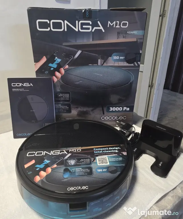 Aspirator robot Cecotec Conga M10 AquaPro, 3000 Pa, cu mop