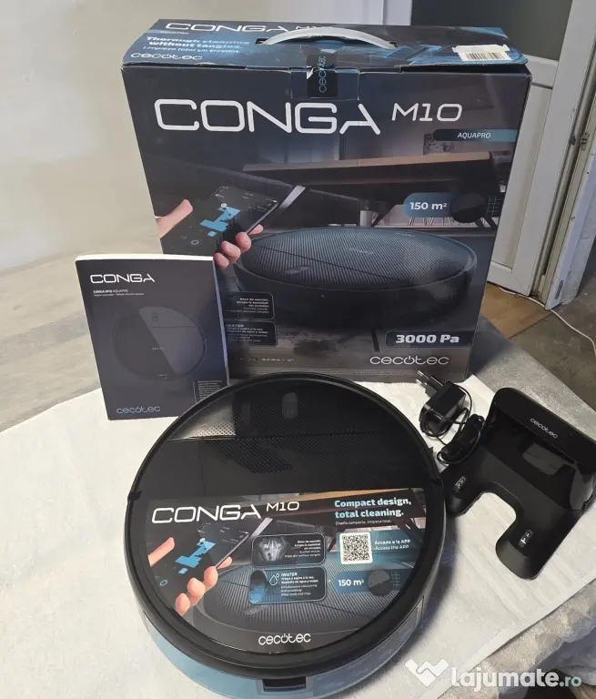 Aspirator robot Cecotec Conga M10 AquaPro, 3000 Pa, cu mop