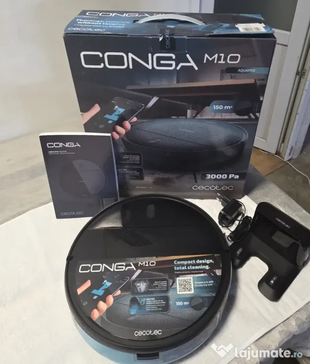 Aspirator robot Cecotec Conga M10 AquaPro, 3000 Pa, cu mop