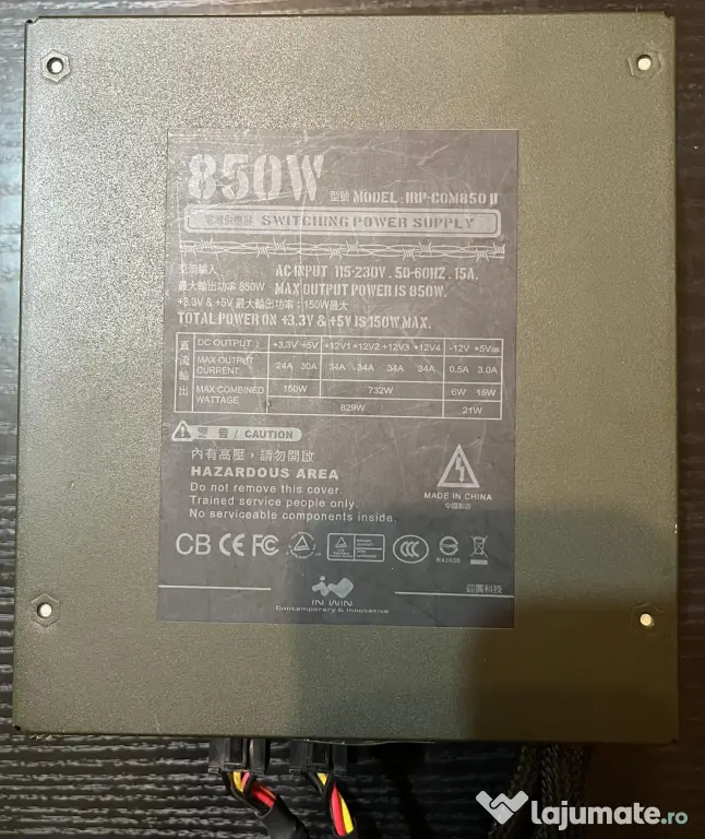 Sursă Semi-Modulară In Win Commander II 850W Bronze – Pachet Cabluri Inclus