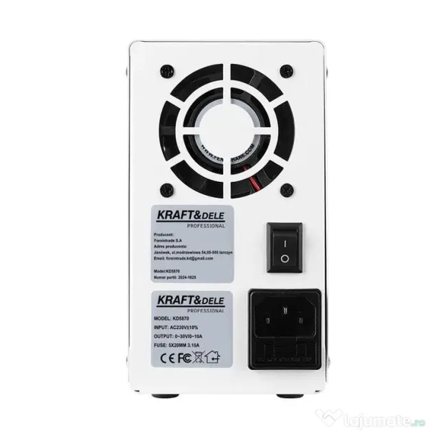 Sursă de laborator reglabilă XD5870 – 0-30V, 0-10A, Afișaj digital de precizie, Protecție scurtcircuit, Eficiență >85%