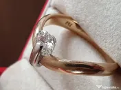 Inel Solitaire unicat extravagant aur masiv 18k cu diamant natural urias 0,85ct 