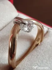 Inel Solitaire unicat extravagant aur masiv 18k cu diamant natural urias 0,85ct