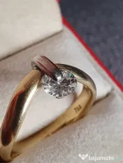 Inel Solitaire unicat extravagant aur masiv 18k cu diamant natural urias 0,85ct