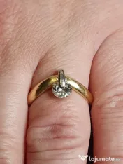 Inel Solitaire unicat extravagant aur masiv 18k cu diamant natural urias 0,85ct